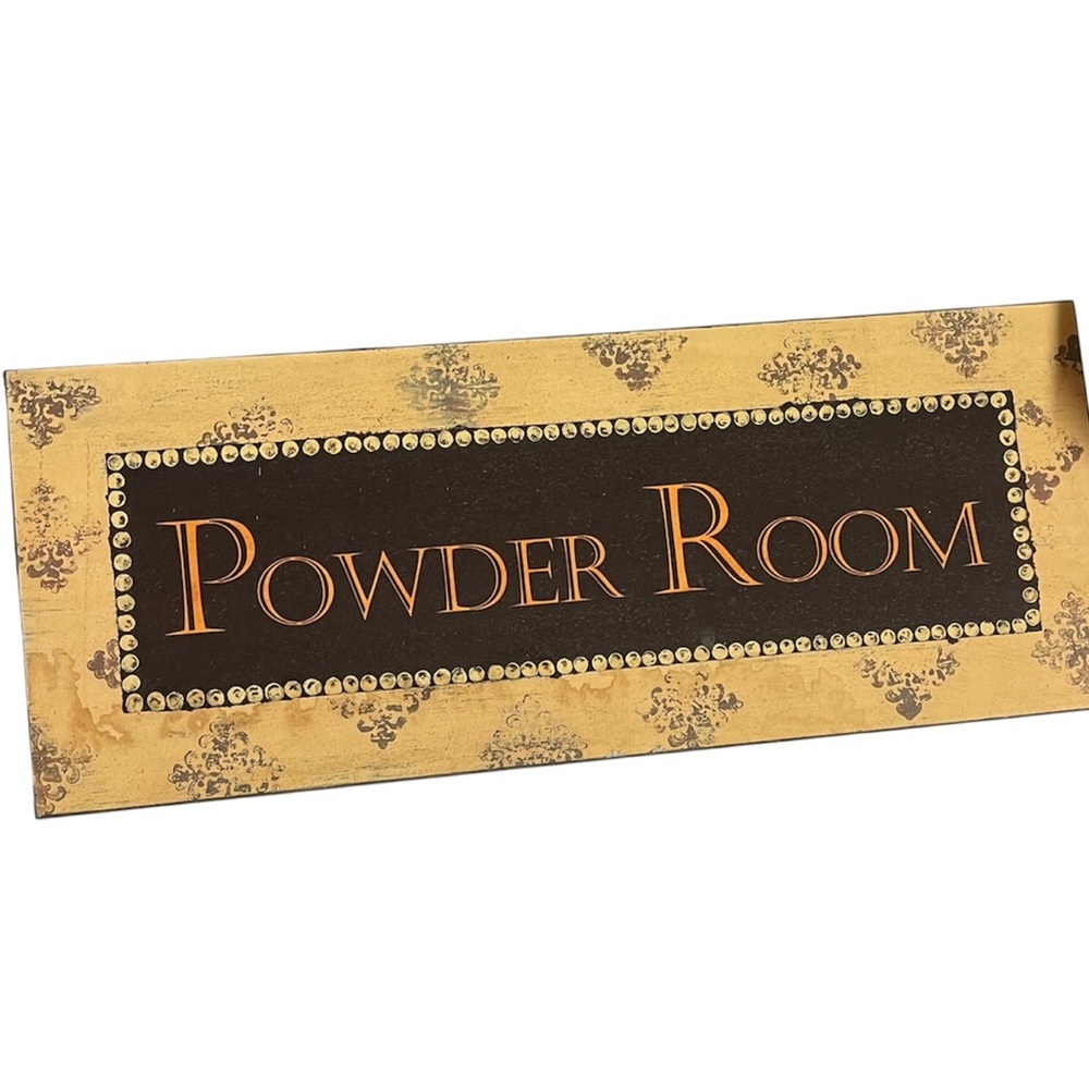Jillian Jeffery: “French White” Powder Room Rustic Wood Cedar Sign